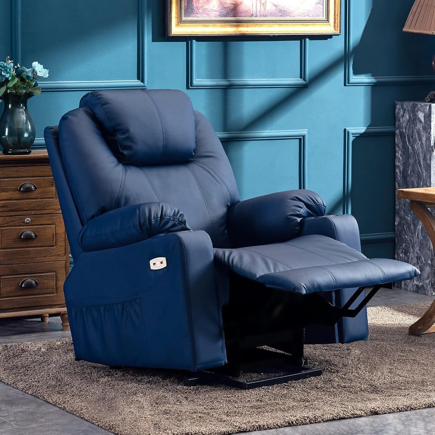 MCombo Electric Power Lift Recliner Chair Sofa with Massage and Heat, 3 Positions, USB Ports, Faux Leather 7040