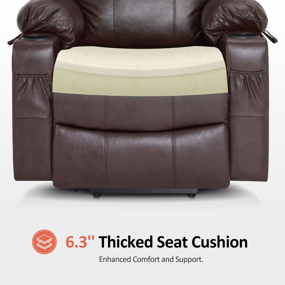 MCombo Electric Power Lift Recliner Chair Sofa with Massage and Heat, 3 Positions, USB Ports, Faux Leather 7040