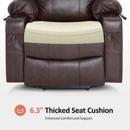 MCombo Electric Power Lift Recliner Chair Sofa with Massage and Heat, 3 Positions, USB Ports, Faux Leather 7040