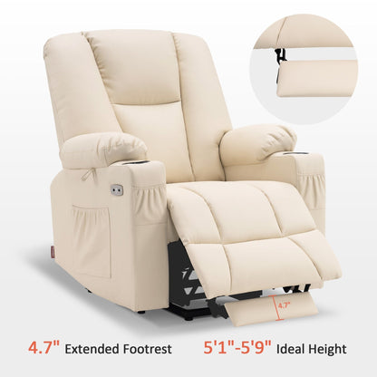 MCombo Electric Power Lift Recliner Chair with Extended Footrest, Cup Holders, Faux Leather 7507