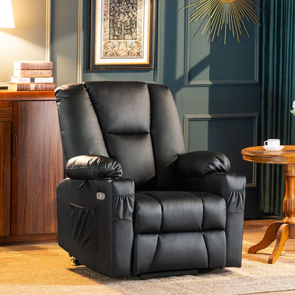 MCombo Electric Power Lift Recliner Chair with Extended Footrest, Cup Holders, Faux Leather 7507
