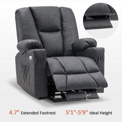 MCombo Electric Power Lift Recliner Chair with Extended Footrest, Cup Holders, Faux Leather 7507