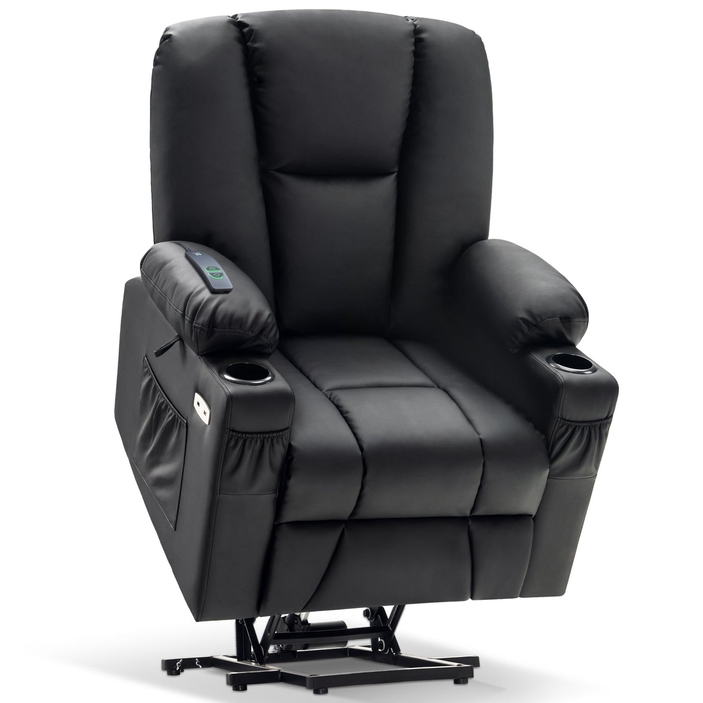 MCombo Electric Power Lift Recliner Chair with Extended Footrest, Cup Holders, Faux Leather 7507