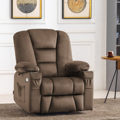 MCombo Power Lift Recliner Chair with Massage and Heat for Elderly, Extended Footrest, USB Ports, Fabric (Medium)