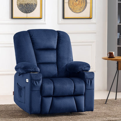 MCombo Power Lift Recliner Chair with Massage and Heat for Elderly, Extended Footrest, USB Ports, Fabric (Medium)