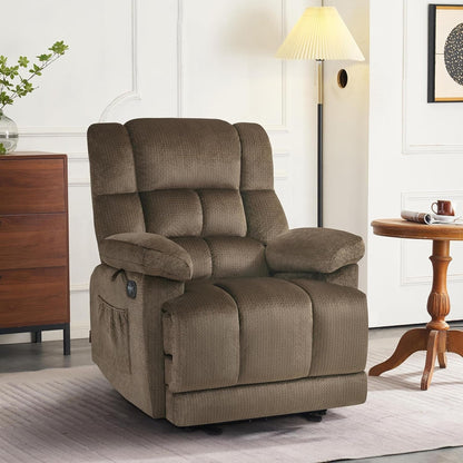 MCombo Electric Power Recliner Chair for Living Room with Heat and Massage, Fabric R6233