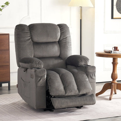MCombo Electric Power Recliner Chair with Heat and Massage, Fabric 6079/PR670