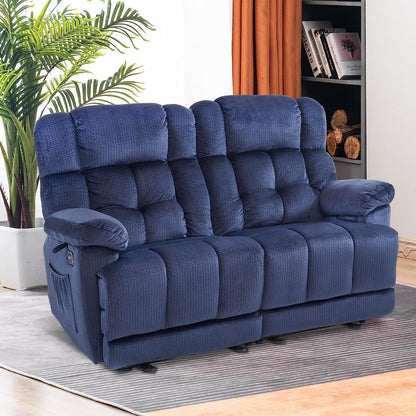 MCombo Electric Power Reclining Loveseat Sofa with Heat and Massage, Fabric 6237