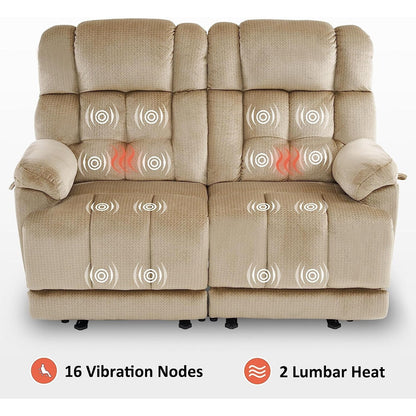 MCombo Electric Power Reclining Loveseat Sofa with Heat and Massage, Fabric 6237