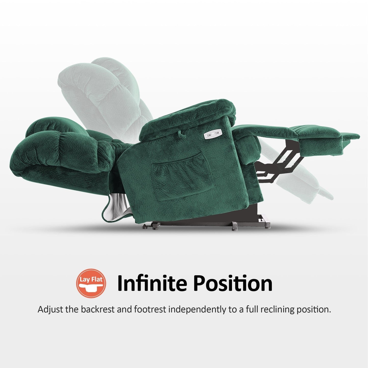 MCombo Infinite Position Lift Chair with Power Headrest for Elderly People, Dual Motor, Extended Footrest, Fabric (Medium)