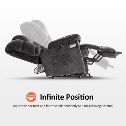 MCombo Infinite Position Lift Chair with Power Headrest for Elderly People, Dual Motor, Extended Footrest, Fabric (Medium)