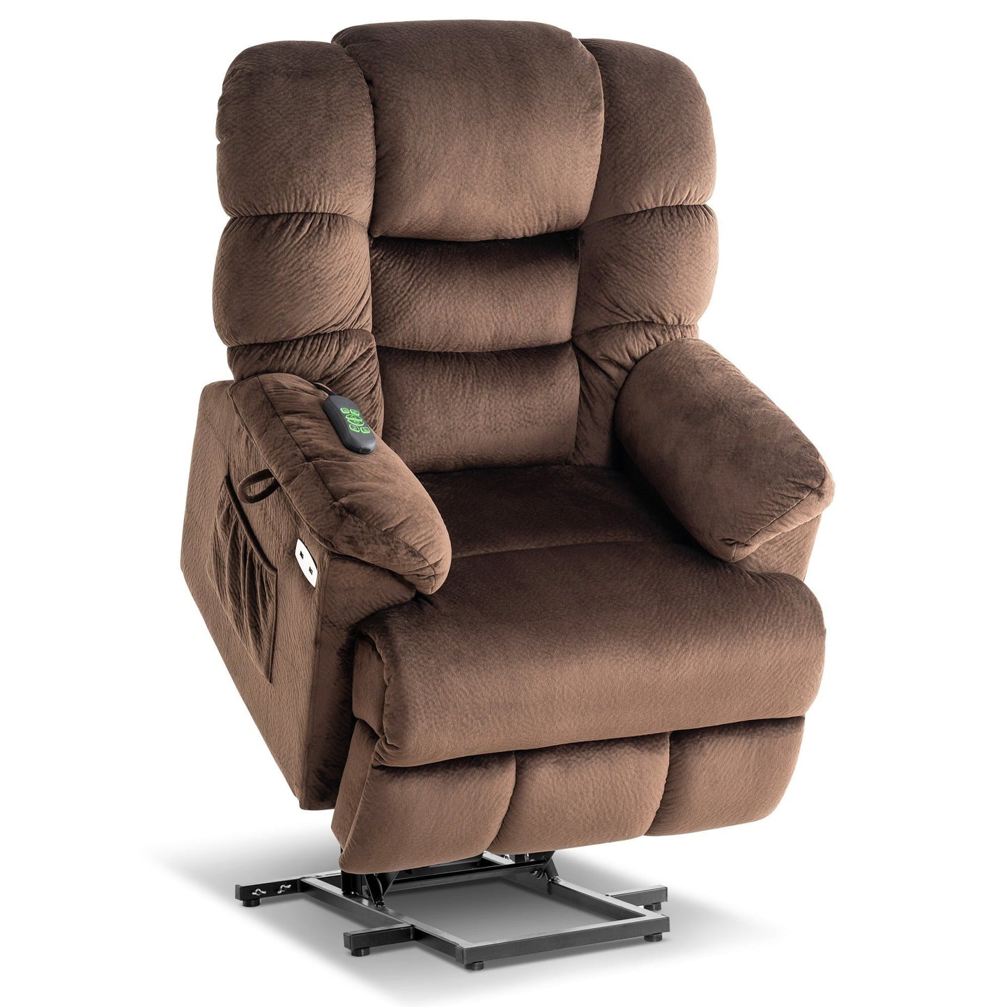 MCombo Infinite Position Lift Chair with Power Headrest for Elderly People, Dual Motor, Extended Footrest, Fabric (Medium)