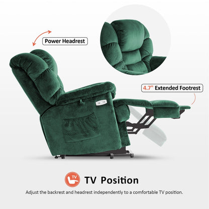 MCombo Infinite Position Lift Chair with Power Headrest for Elderly People, Dual Motor, Extended Footrest, Fabric (Medium)
