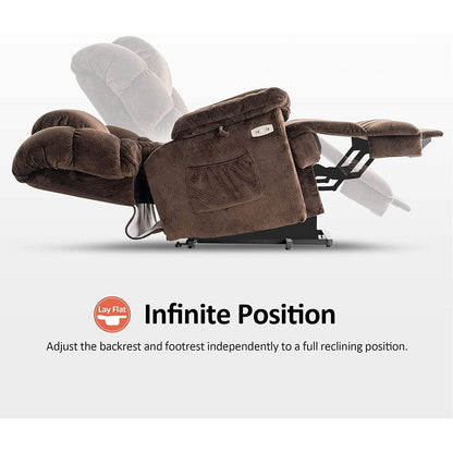 MCombo Infinite Position Lift Chair with Power Headrest for Elderly People, Dual Motor, Extended Footrest, Fabric (Medium)