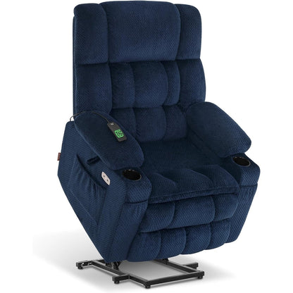 MCombo Large Dual Motor Power Lift Recliner Chair Sofa with Massage and Heat for Tall Elderly People, Fabric 7896