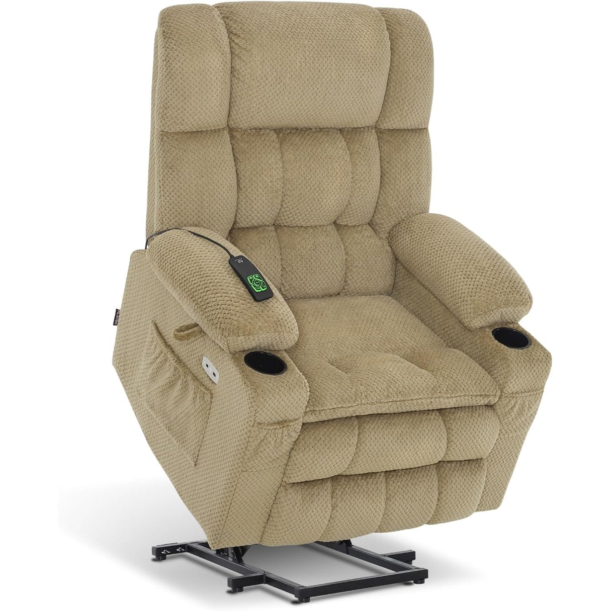 MCombo Large Dual Motor Power Lift Recliner Chair Sofa with Massage and Heat for Tall Elderly People, Fabric 7896