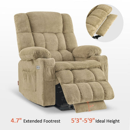 MCombo Large Dual Motor Power Lift Recliner Chair Sofa with Massage and Heat for Tall Elderly People, Fabric 7896