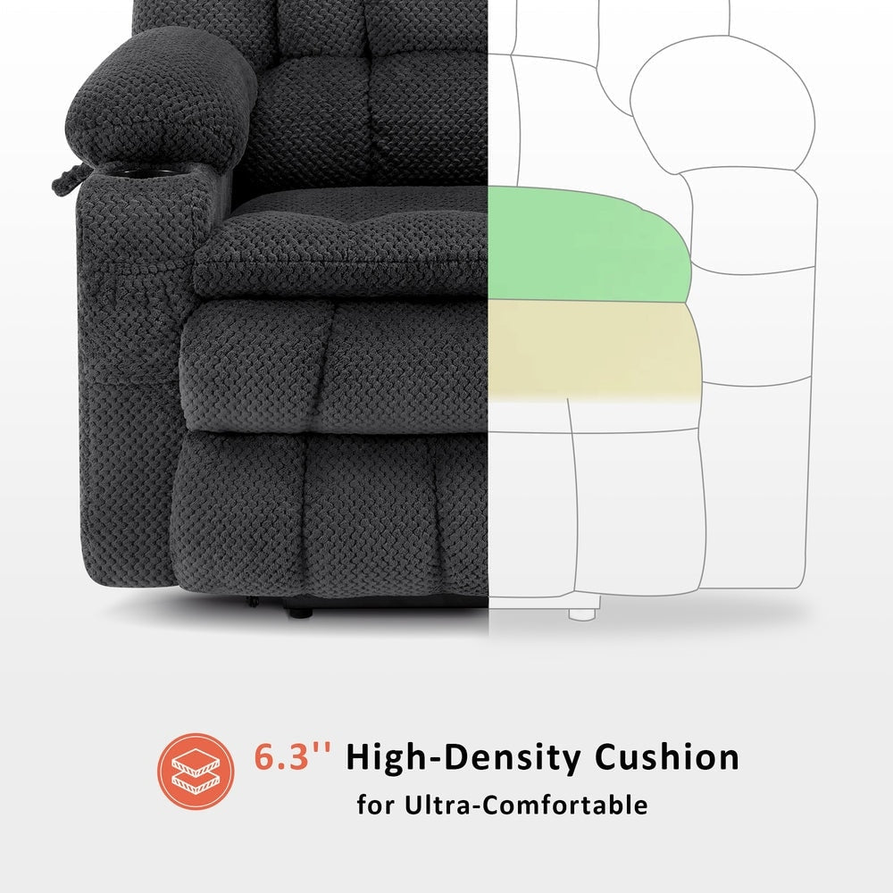 MCombo Large Dual Motor Power Lift Recliner Chair Sofa with Massage and Heat for Tall Elderly People, Fabric 7896