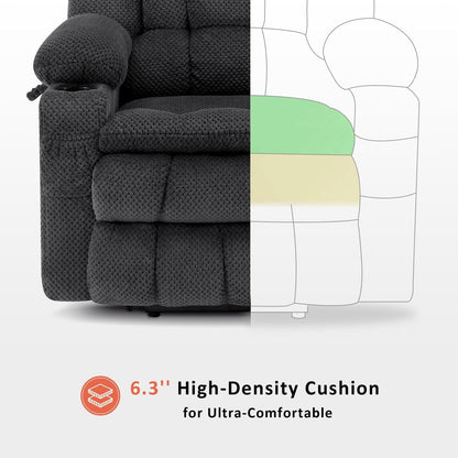 MCombo Large Dual Motor Power Lift Recliner Chair Sofa with Massage and Heat for Tall Elderly People, Fabric 7896