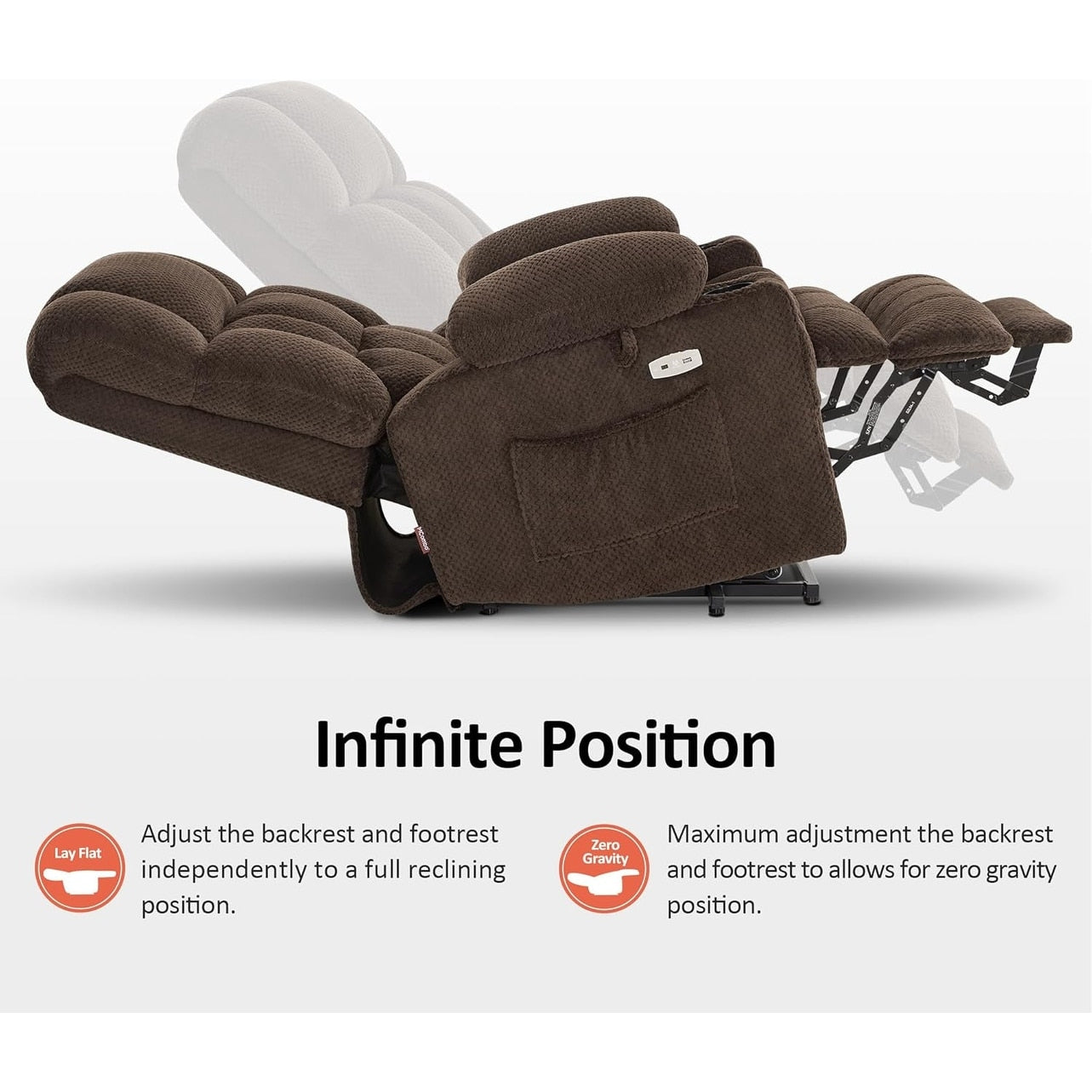 MCombo Large Dual Motor Power Lift Recliner Chair Sofa with Massage and Heat for Tall Elderly People, Fabric 7896