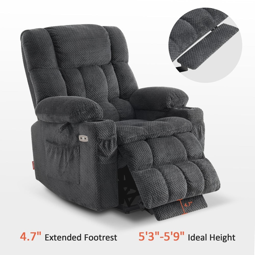 MCombo Large Dual Motor Power Lift Recliner Chair Sofa with Massage and Heat for Tall Elderly People, Fabric 7896