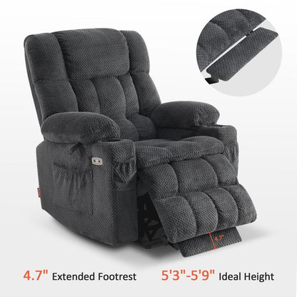 MCombo Large Dual Motor Power Lift Recliner Chair Sofa with Massage and Heat for Tall Elderly People, Fabric 7896
