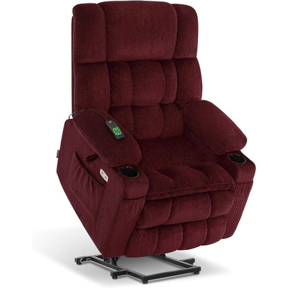MCombo Large Dual Motor Power Lift Recliner Chair Sofa with Massage and Heat for Tall Elderly People, Fabric 7896