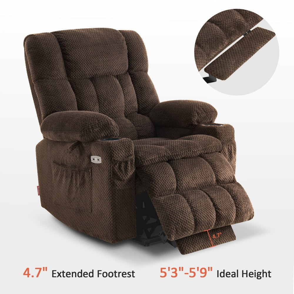 MCombo Large Dual Motor Power Lift Recliner Chair Sofa with Massage and Heat for Tall Elderly People, Fabric 7896