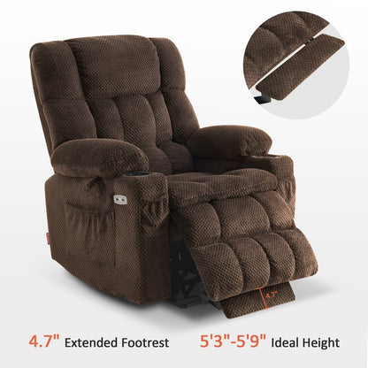 MCombo Large Dual Motor Power Lift Recliner Chair Sofa with Massage and Heat for Tall Elderly People, Fabric 7896