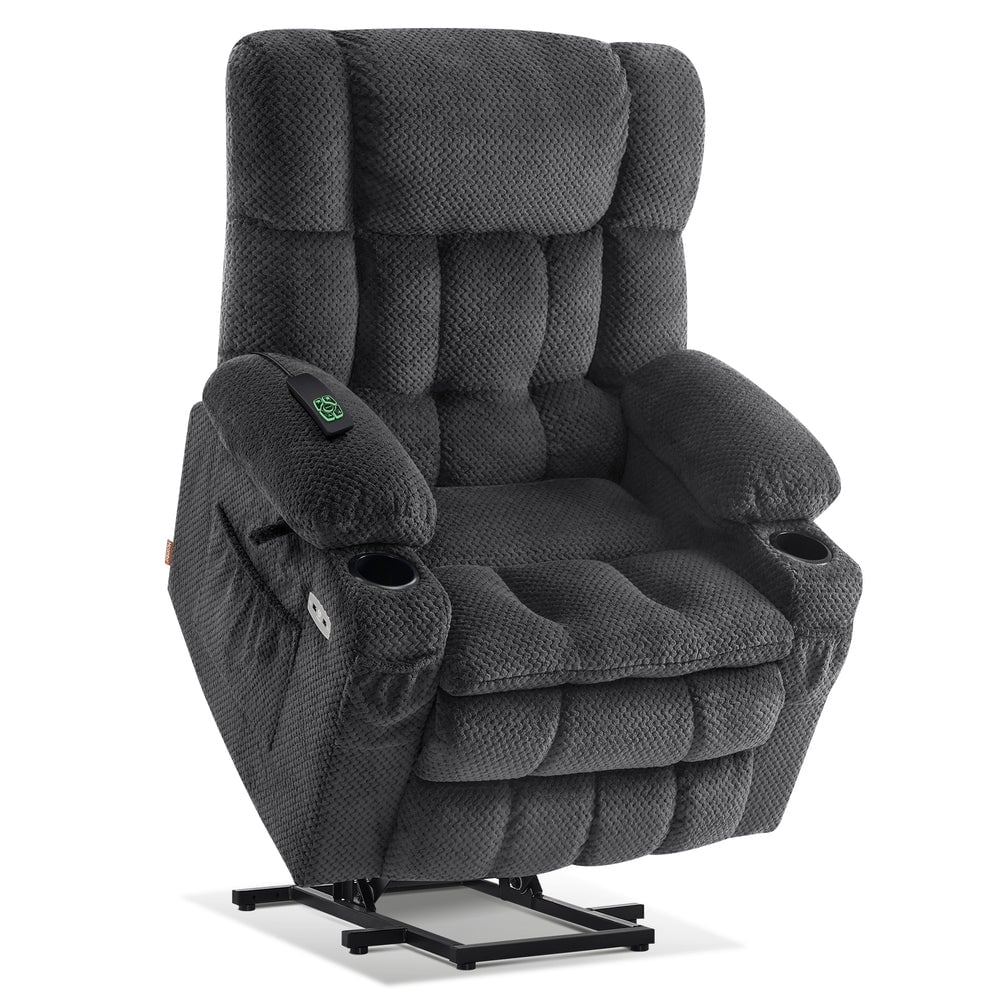 MCombo Large Dual Motor Power Lift Recliner Chair Sofa with Massage and Heat for Tall Elderly People, Fabric 7896
