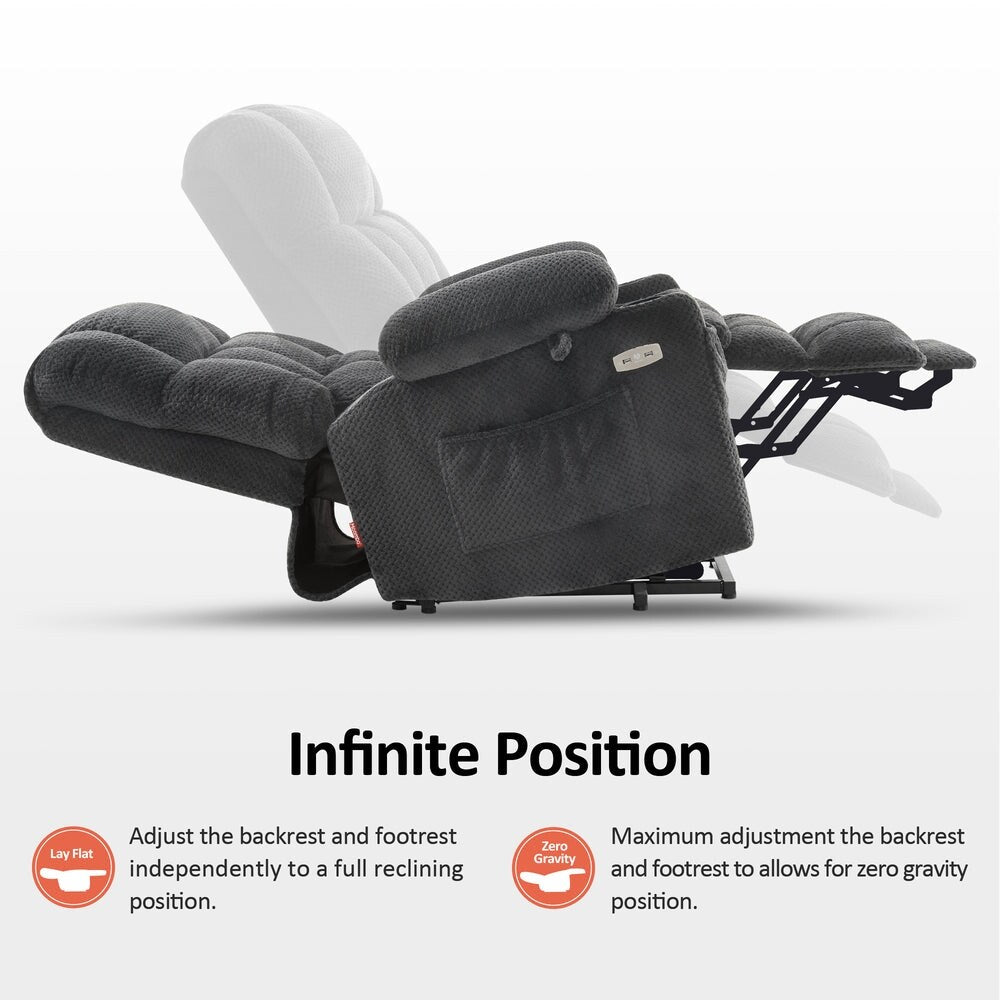 MCombo Large Dual Motor Power Lift Recliner Chair Sofa with Massage and Heat for Tall Elderly People, Fabric 7896