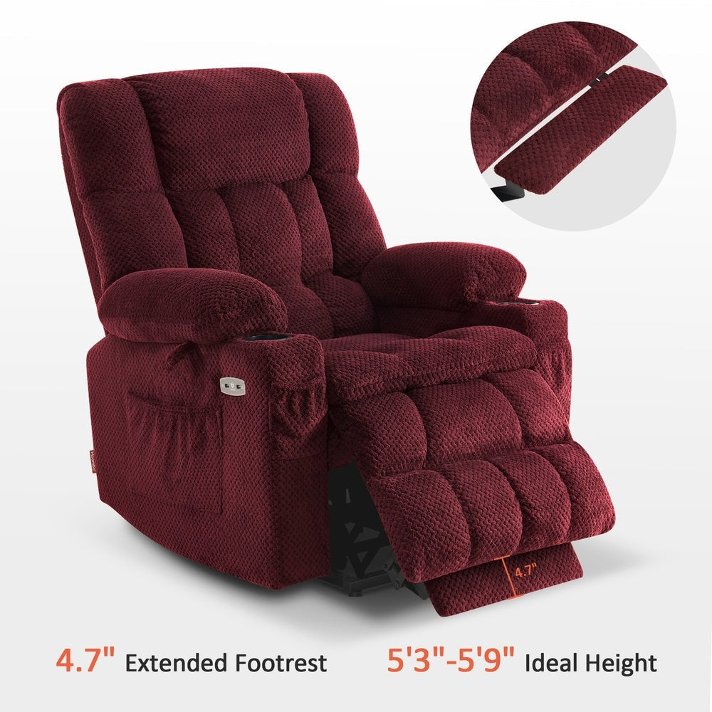 MCombo Large Dual Motor Power Lift Recliner Chair Sofa with Massage and Heat for Tall Elderly People, Fabric 7896