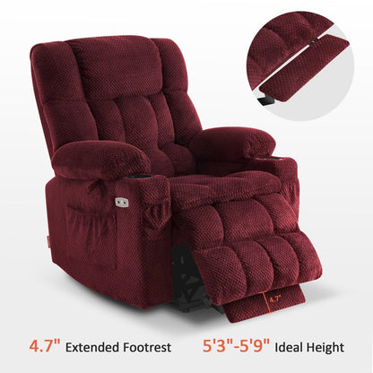 MCombo Large Dual Motor Power Lift Recliner Chair Sofa with Massage and Heat for Tall Elderly People, Fabric 7896
