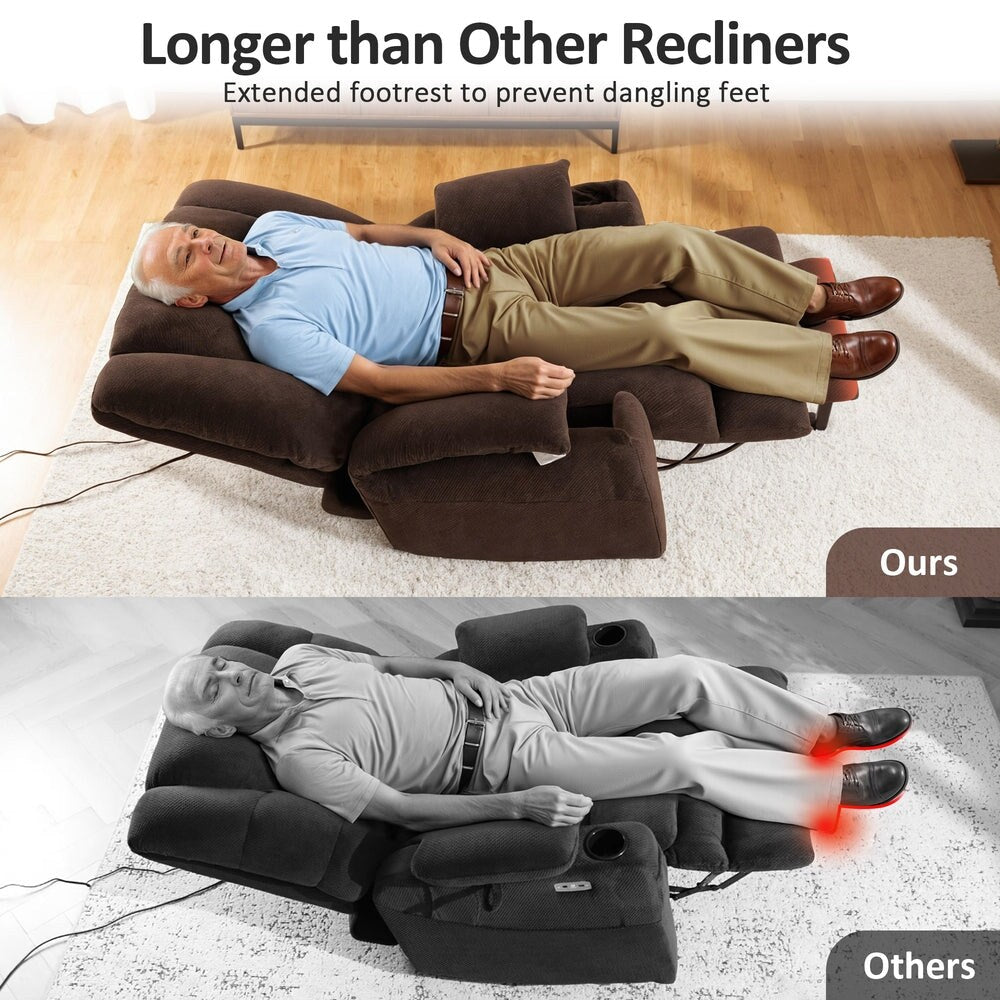 MCombo Large Dual Motor Power Lift Recliner Chair with Massage and Dual Heating for Big and Tall Elderly People, Fabric 7634