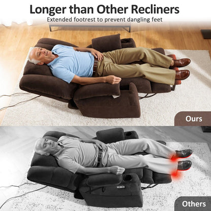 MCombo Large Dual Motor Power Lift Recliner Chair with Massage and Dual Heating for Big and Tall Elderly People, Fabric 7634