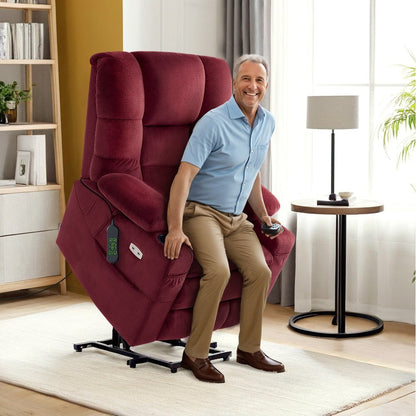 MCombo Large Dual Motor Power Lift Recliner Chair with Massage and Dual Heating for Big and Tall Elderly People, Fabric 7634