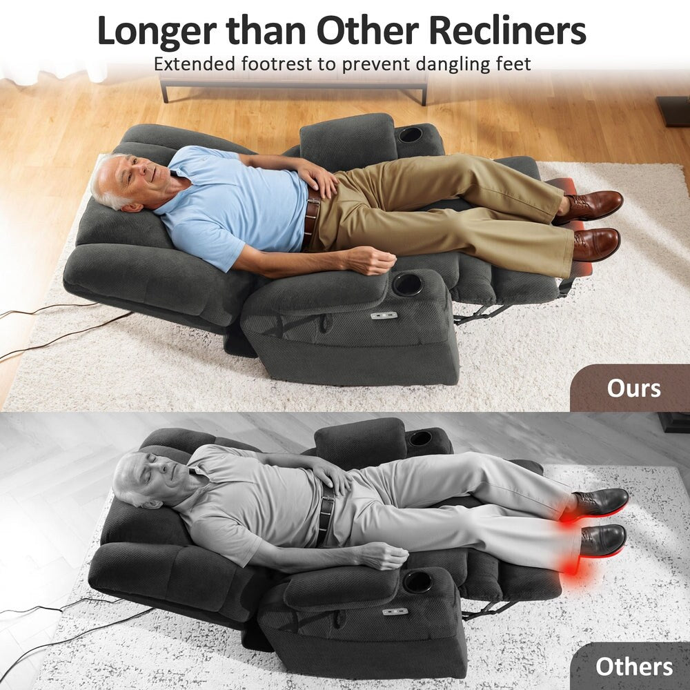 MCombo Large Dual Motor Power Lift Recliner Chair with Massage and Dual Heating for Big and Tall Elderly People, Fabric 7634