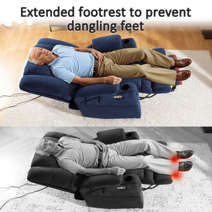 MCombo Large Dual Motor Power Lift Recliner Chair with Massage and Dual Heating for Big and Tall Elderly People, Fabric 7634
