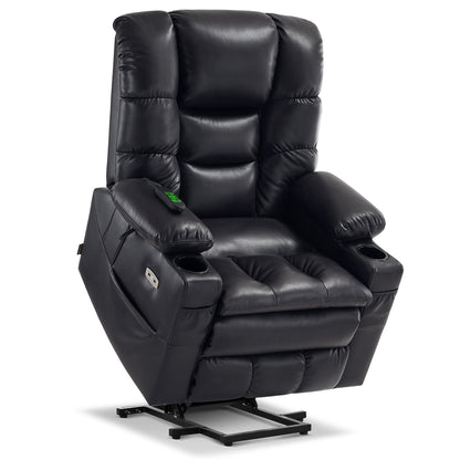 MCombo Large Dual Motor Power Lift Recliner Chair with Massage and Dual Heating for Elderly People, Faux Leather 7634