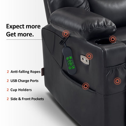 MCombo Large Dual Motor Power Lift Recliner Chair with Massage and Dual Heating for Elderly People, Faux Leather 7634
