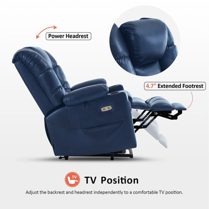 MCombo Large Dual Motor Power Lift Recliner Chair with Massage and Dual Heating for Elderly People, Faux Leather 7634
