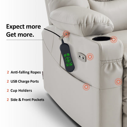MCombo Large Dual Motor Power Lift Recliner Chair with Massage and Dual Heating for Elderly People, Faux Leather 7634