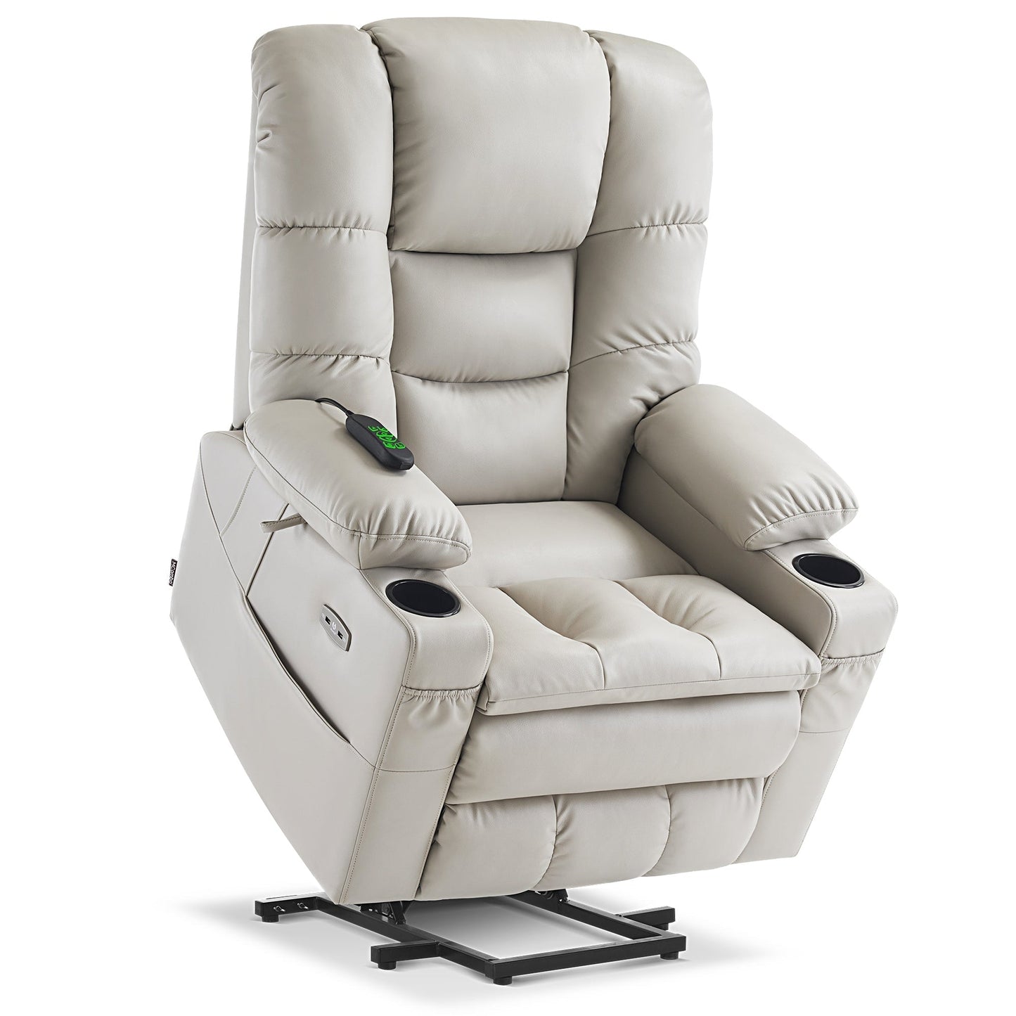 MCombo Large Dual Motor Power Lift Recliner Chair with Massage and Dual Heating for Elderly People, Faux Leather 7634