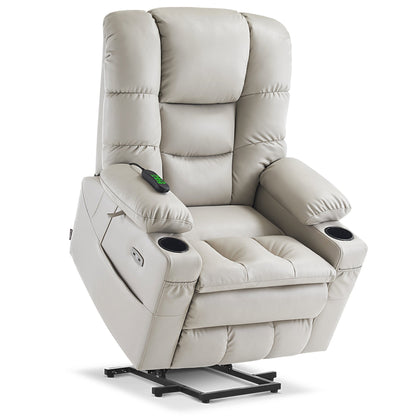 MCombo Large Dual Motor Power Lift Recliner Chair with Massage and Dual Heating for Elderly People, Faux Leather 7634