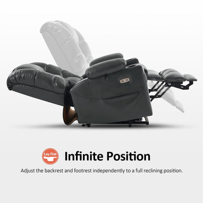 MCombo Large Dual Motor Power Lift Recliner Chair with Massage and Dual Heating for Elderly People, Faux Leather 7634
