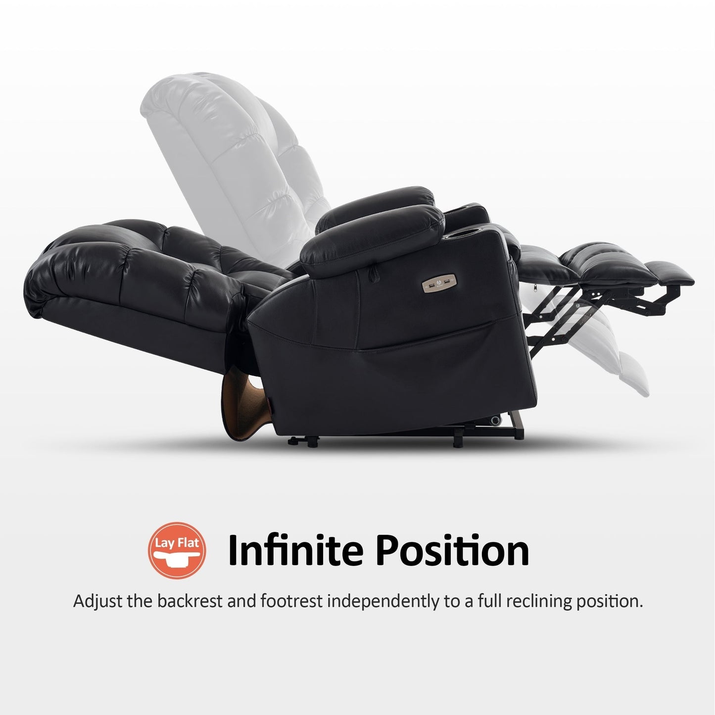 MCombo Large Dual Motor Power Lift Recliner Chair with Massage and Dual Heating for Elderly People, Faux Leather 7634