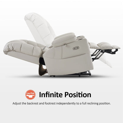 MCombo Large Dual Motor Power Lift Recliner Chair with Massage and Dual Heating for Elderly People, Faux Leather 7634