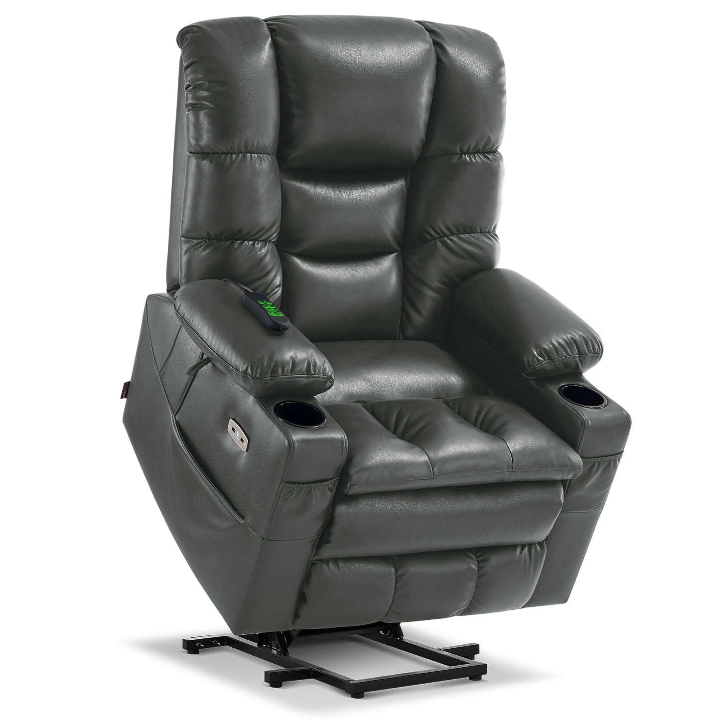 MCombo Large Dual Motor Power Lift Recliner Chair with Massage and Dual Heating for Elderly People, Faux Leather 7634