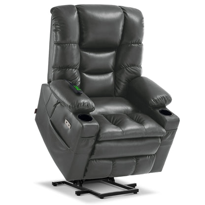 MCombo Large Dual Motor Power Lift Recliner Chair with Massage and Dual Heating for Elderly People, Faux Leather 7634