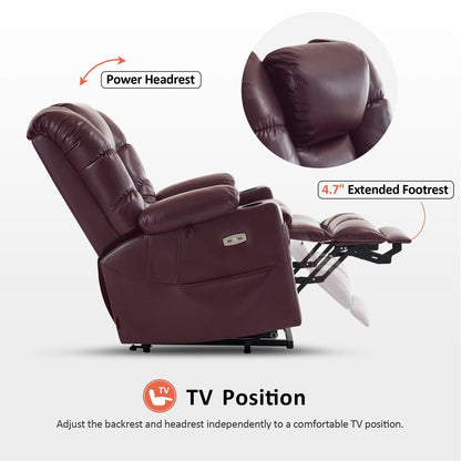 MCombo Large Dual Motor Power Lift Recliner Chair with Massage and Dual Heating for Elderly People, Faux Leather 7634